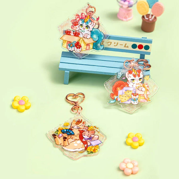 Fabulous Beasts Acrylic Loket Kotak Buta Rantai Kunci Tahun Baru