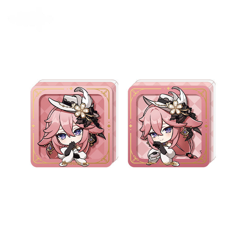 Genshin Impact Badge Standee Stamp Photo Frame Stick-it Storage Cloth Bag Yae Miko - Glistening Night Banquet Series