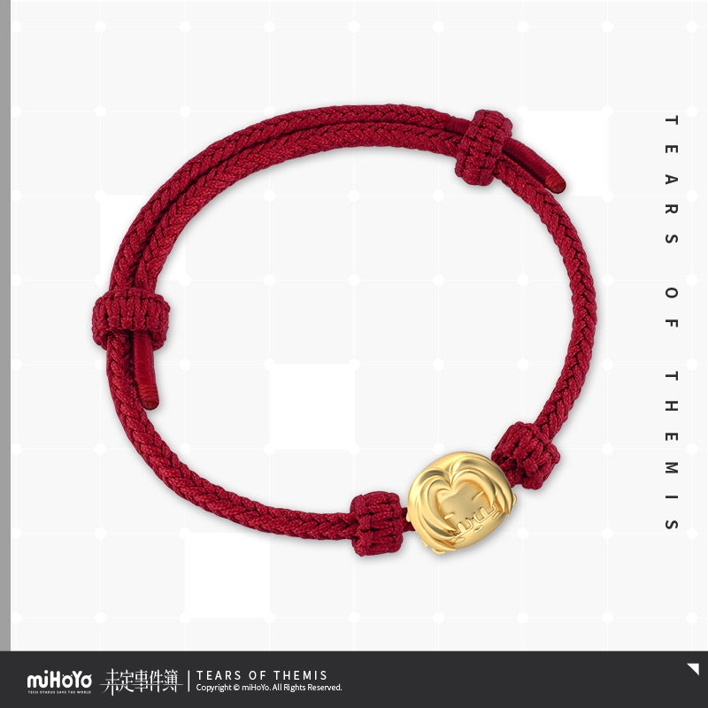 Tears of Themis Red Thread Silver Bracelet with Intertwined Fate Motif