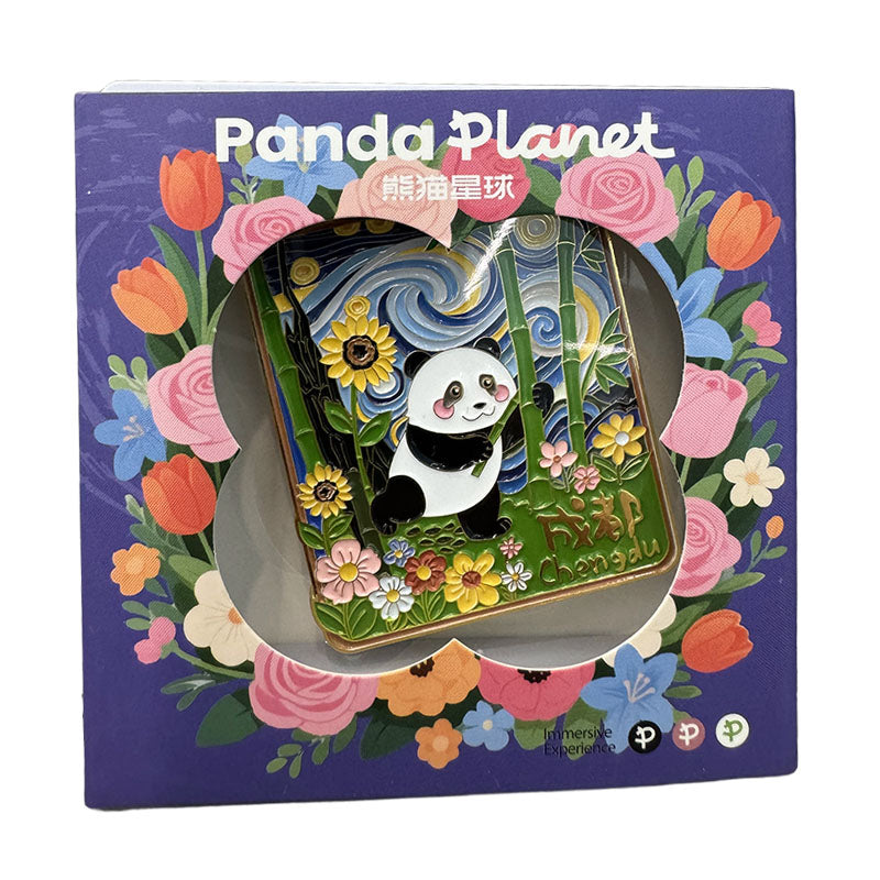 Traditional Chengdu Jinguan City inspired panda and bamboo forest scene.