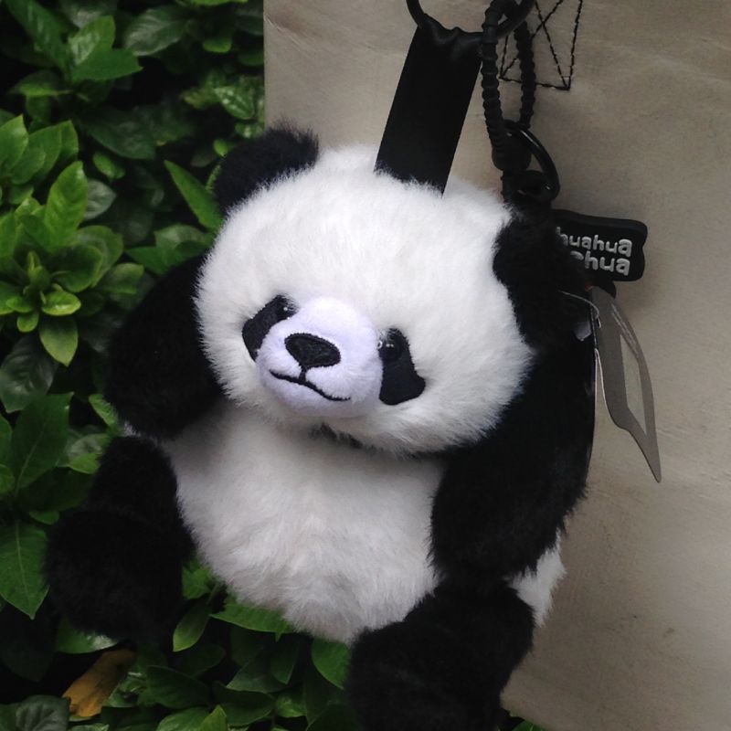 Cute panda plush keychain with carabiner