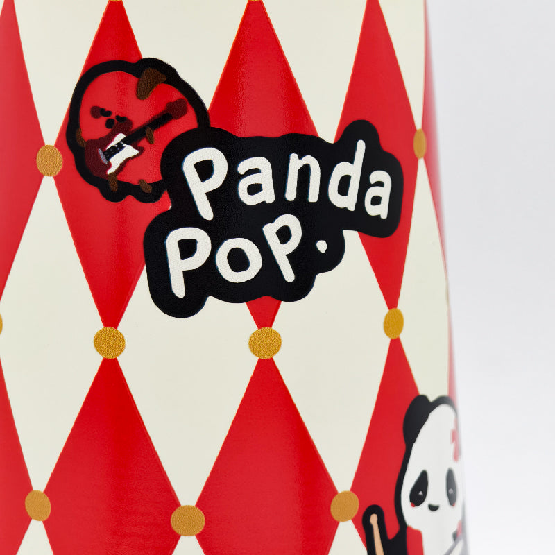 Retro-style panda hua hua insulated water bottle