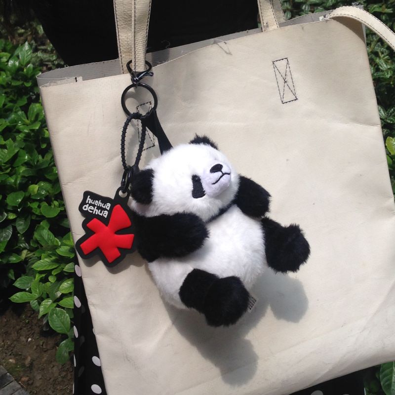 soft polyester panda bag charm