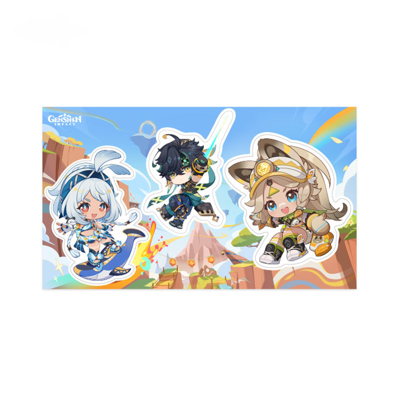 Genshin Impact Chibi Badge Pendant Sticky Note Pad Ornament Fridge Magnet Blaze to Natlan Series
