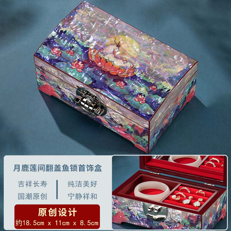 Chinese Heritage Lacquer Jewelry Box – Premium Mother-of-Pearl Inlay for Wedding Gifts & Jewelry Storage