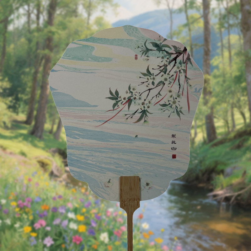 Heritage Marbled Lacquer Fan – Ink Wash Round Hand Fan for Hanfu Photo Props Chinese Classic Gift