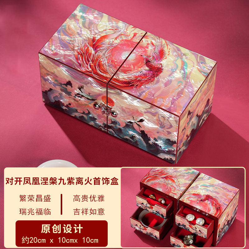 Chinese Heritage Lacquer Jewelry Box – Premium Mother-of-Pearl Inlay for Wedding Gifts & Jewelry Storage