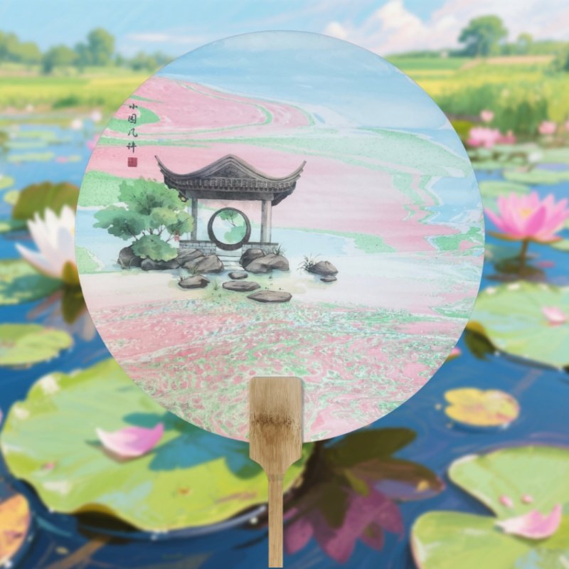 Heritage Marbled Lacquer Fan – Ink Wash Round Hand Fan for Hanfu Photo Props Chinese Classic Gift