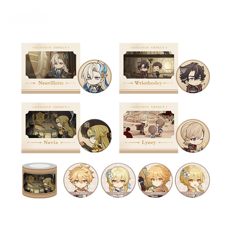 Genshin Impact Badge Transparent Card Set Washi Tape Clean! Battle Series