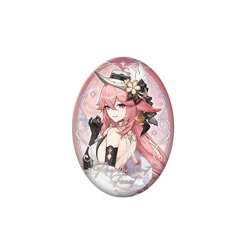 Genshin Impact Badge Standee Stamp Photo Frame Stick-it Storage Cloth Bag Yae Miko - Glistening Night Banquet Series