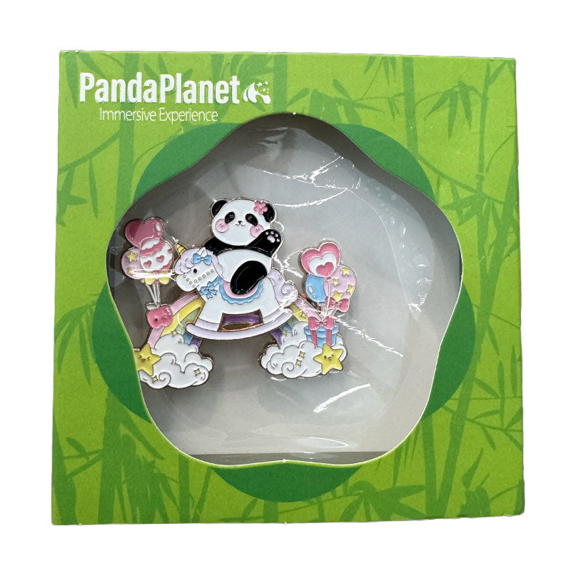 CCTV iPanda Adorable He Hua panda sitting in a colorful Ferris Wheel fridge magnet.