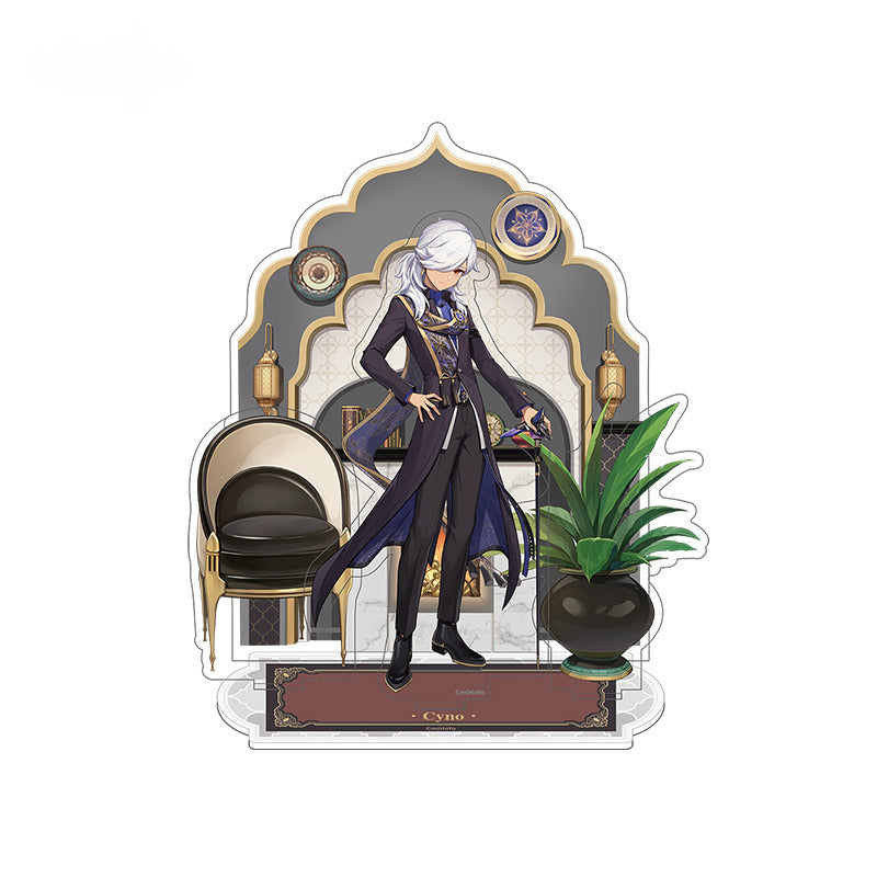 Genshin Impact Badge Standee Stamp Photo Frame Stick-it Storage Cloth Silk Scarf Set Cyno - Glistening Night Banquet Series