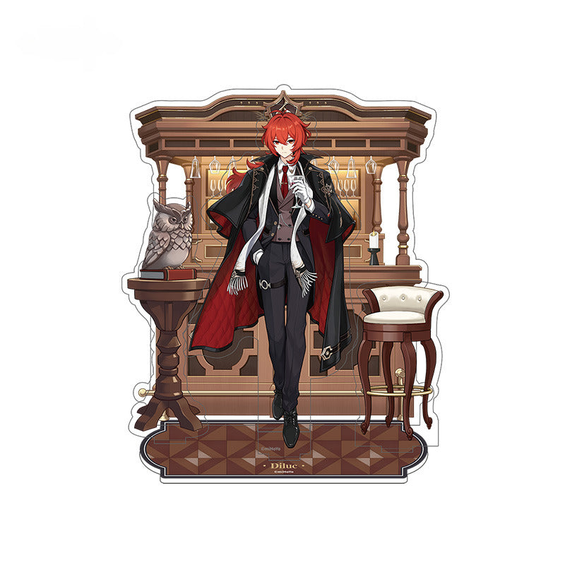 Genshin Impact Badge Standee Stamp Photo Frame Stick-it Storage Cloth Movable Metal Badge Diluc - Glistening Night Banquet Series