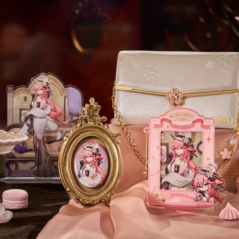 Genshin Impact Badge Standee Stamp Photo Frame Stick-it Storage Cloth Bag Yae Miko - Glistening Night Banquet Series