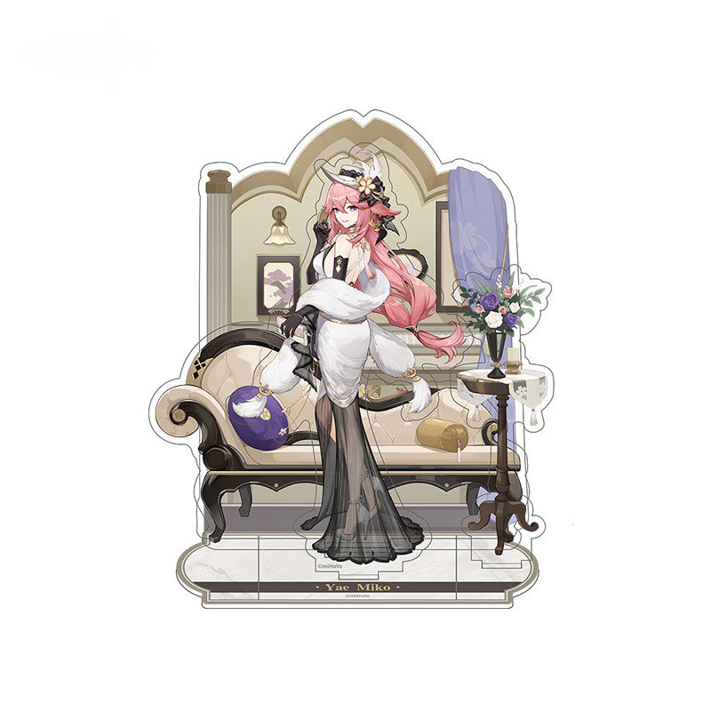 Genshin Impact Badge Standee Stamp Photo Frame Stick-it Storage Cloth Bag Yae Miko - Glistening Night Banquet Series