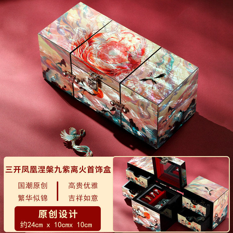 Chinese Heritage Lacquer Jewelry Box – Premium Mother-of-Pearl Inlay for Wedding Gifts & Jewelry Storage