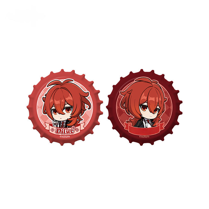 Genshin Impact Badge Standee Stamp Photo Frame Stick-it Storage Cloth Movable Metal Badge Diluc - Glistening Night Banquet Series