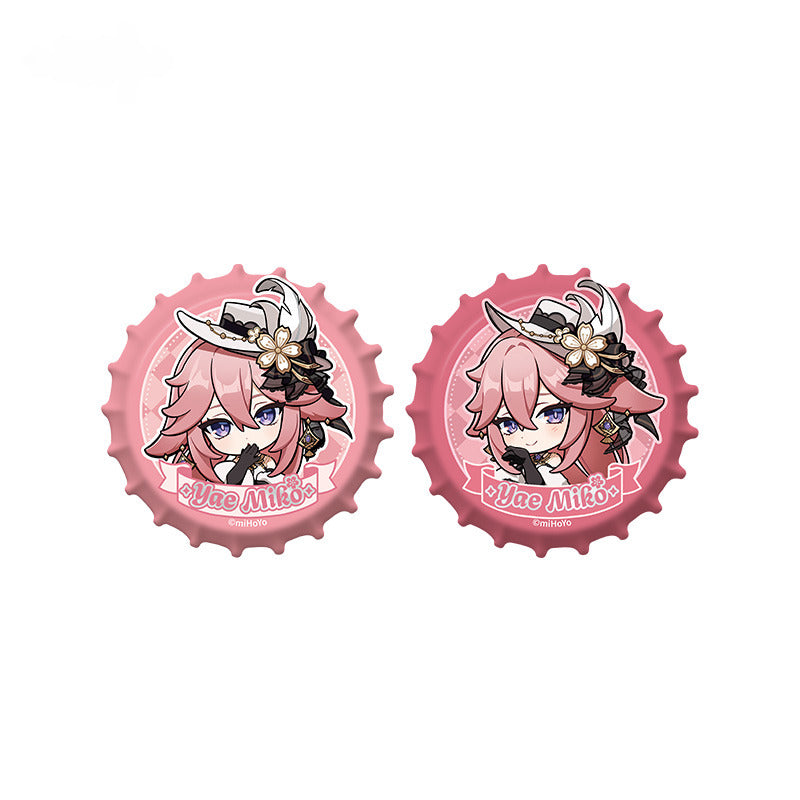 Genshin Impact Badge Standee Stamp Photo Frame Stick-it Storage Cloth Bag Yae Miko - Glistening Night Banquet Series
