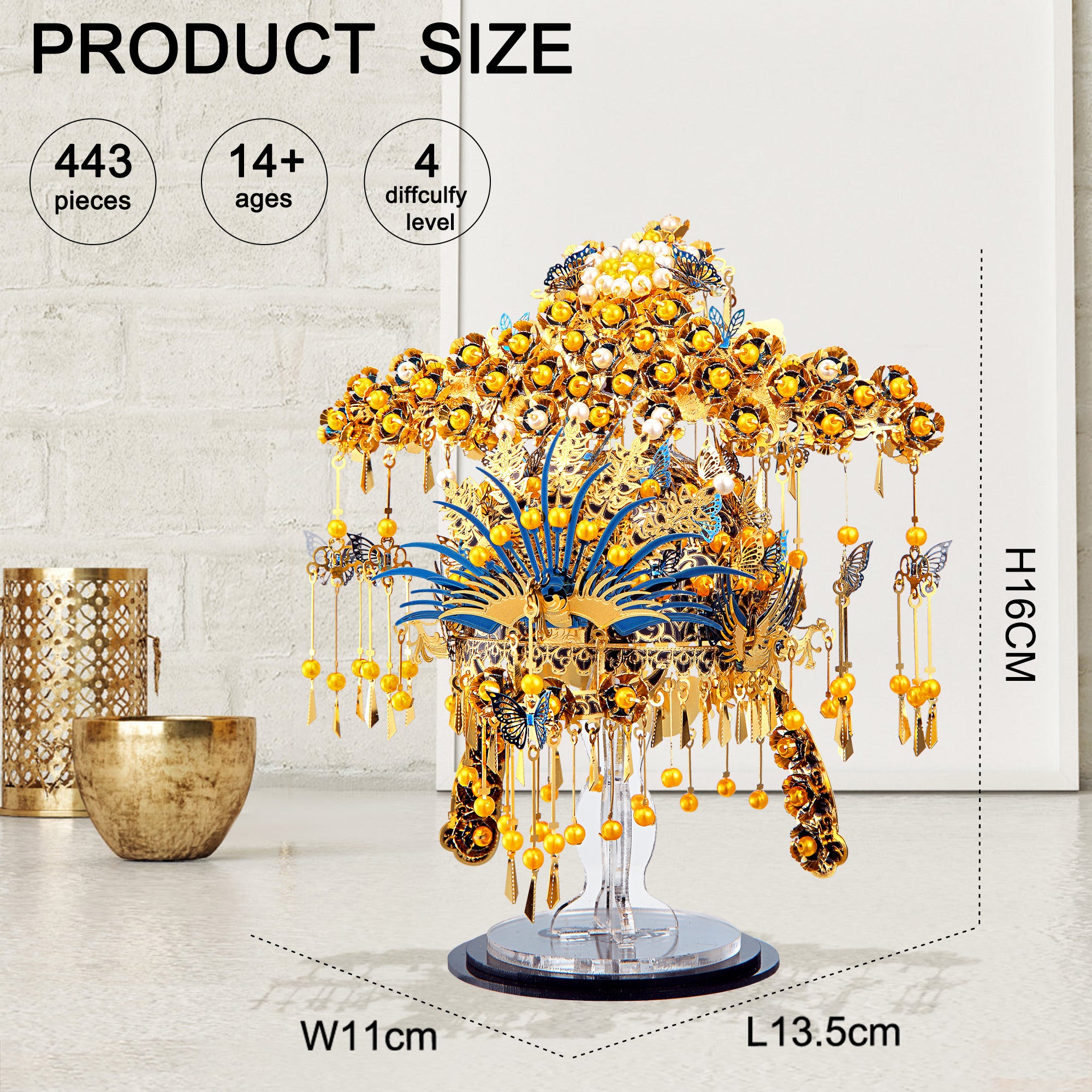 Piececool 3D拼圖模型鳳凰皇冠可愛花朵拼圖鳳凰寶藏