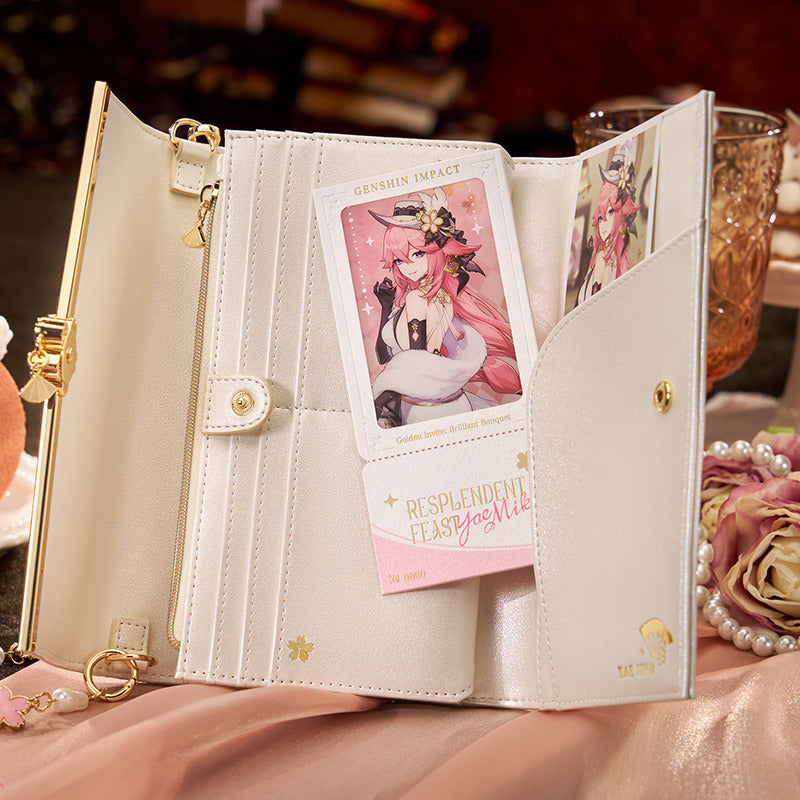Genshin Impact Badge Standee Stamp Photo Frame Stick-it Storage Cloth Bag Yae Miko - Glistening Night Banquet Series