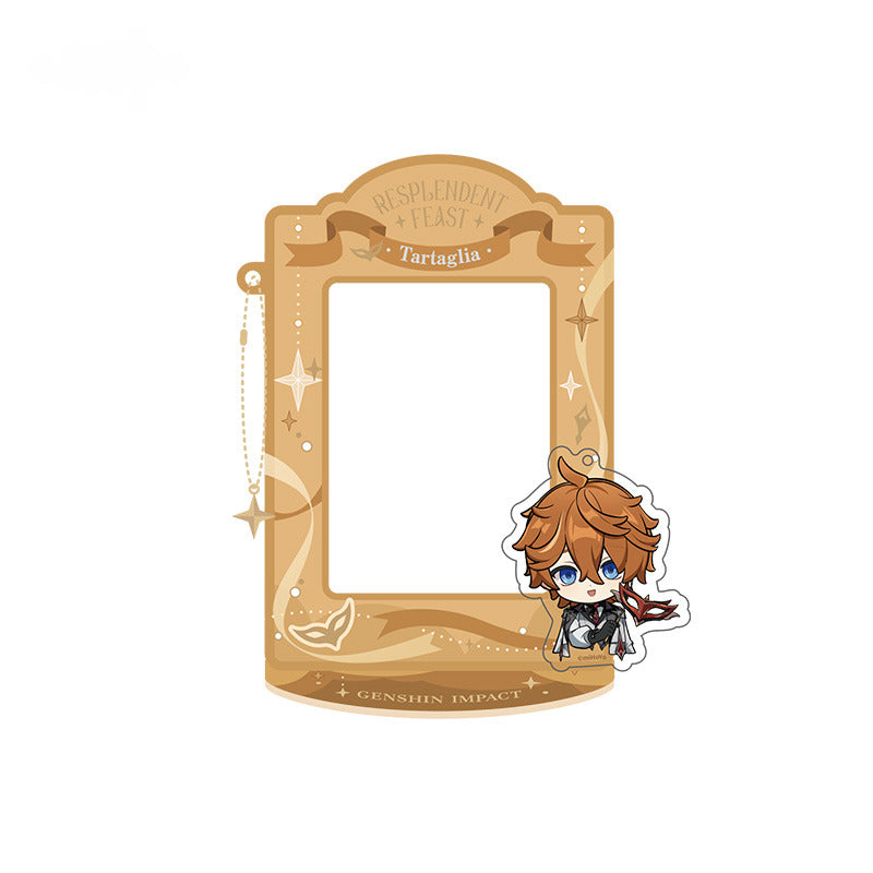 Genshin Impact Badge Standee Stamp Photo Frame Stick-it Storage Cloth Ring & Eardrop Set Tartaglia - Glistening Night Banquet Series