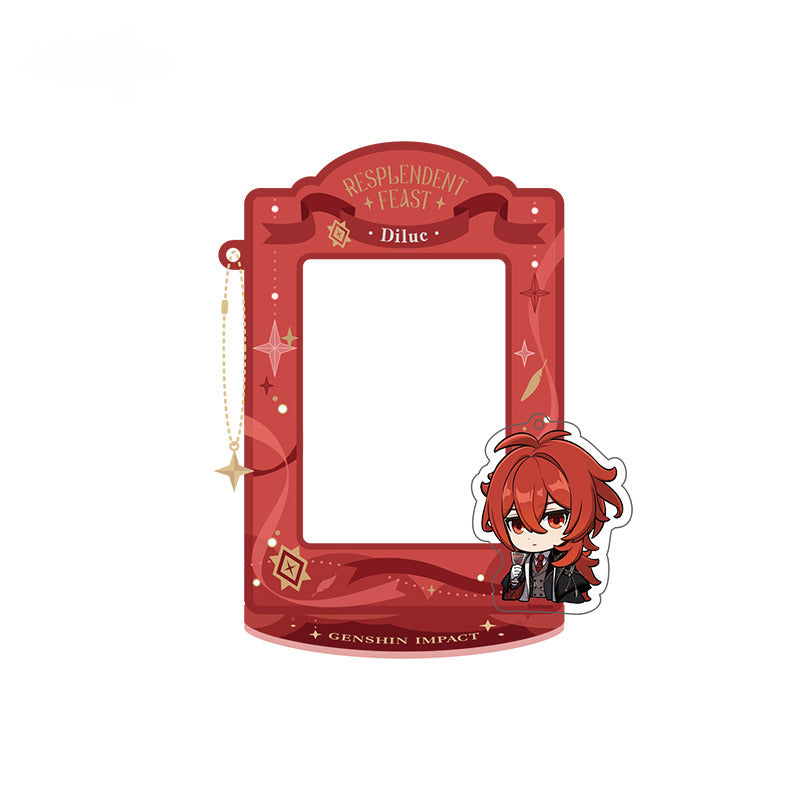 Genshin Impact Badge Standee Stamp Photo Frame Stick-it Storage Cloth Movable Metal Badge Diluc - Glistening Night Banquet Series