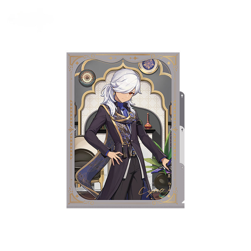 Genshin Impact Badge Standee Stamp Photo Frame Stick-it Storage Cloth Silk Scarf Set Cyno - Glistening Night Banquet Series