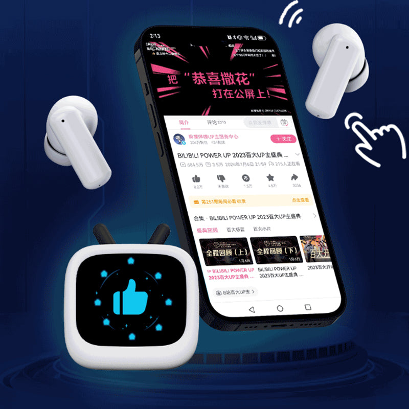 預售 Bilibili 藍牙無線耳機液晶觸控螢幕耳塞 2024 耳機
