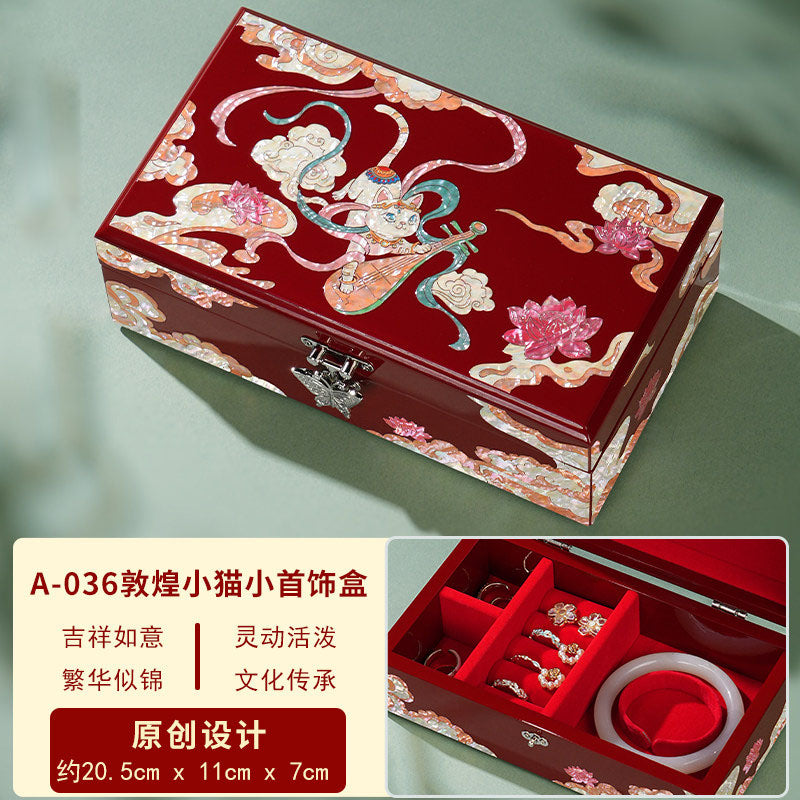 Chinese Heritage Lacquer Jewelry Box – Premium Mother-of-Pearl Inlay for Wedding Gifts & Jewelry Storage