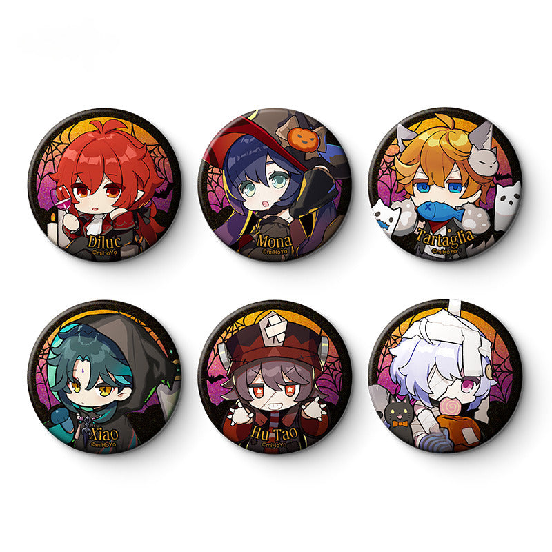 Genshin Impact Chibi Badges Halloween Themed