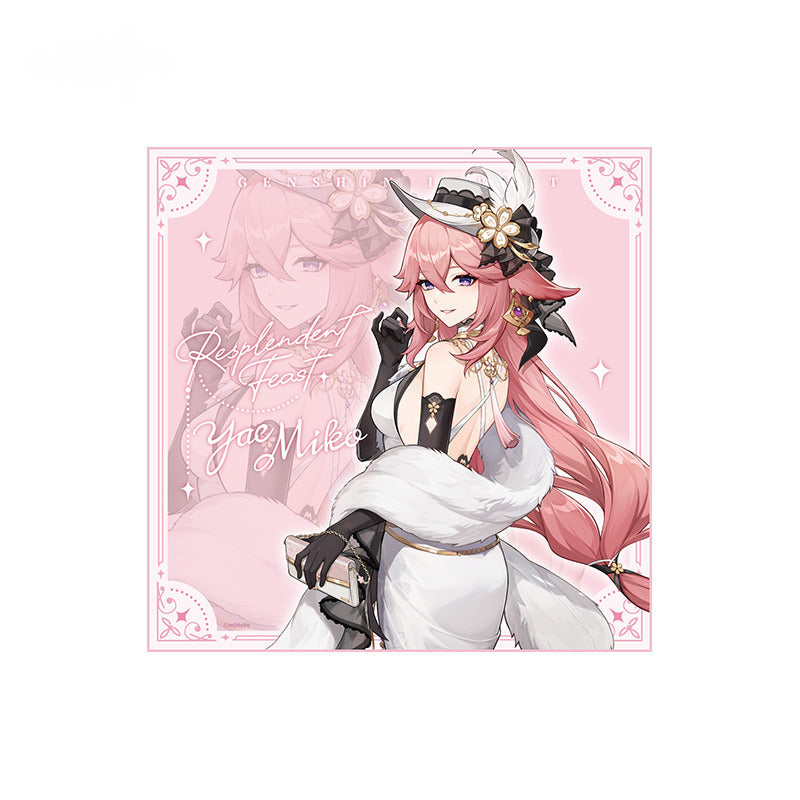 Genshin Impact Badge Standee Stamp Photo Frame Stick-it Storage Cloth Bag Yae Miko - Glistening Night Banquet Series