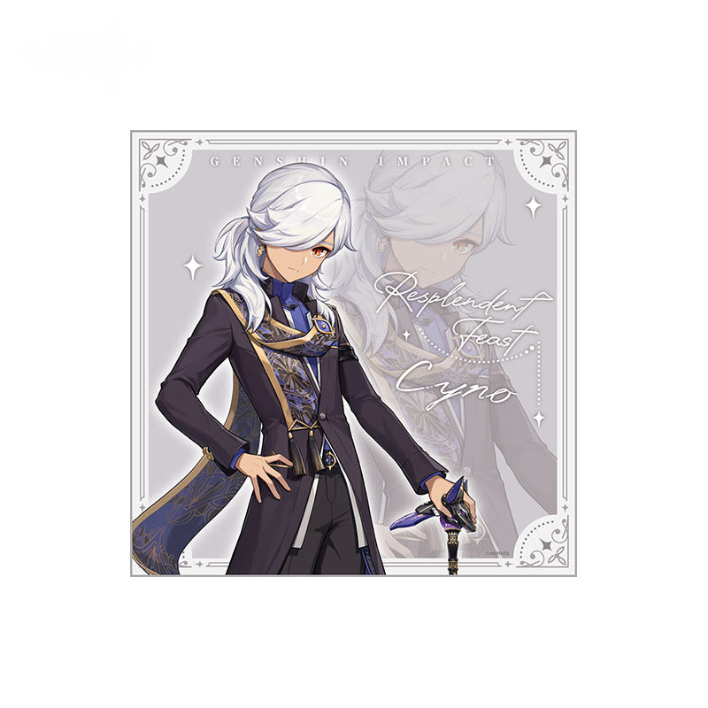 Genshin Impact Badge Standee Stamp Photo Frame Stick-it Storage Cloth Silk Scarf Set Cyno - Glistening Night Banquet Series