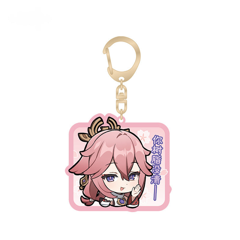 Genshin Impact Acrylic Pendant Inazuma City Q Version Emoji Themed Series