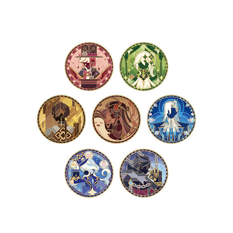 Genshin Impact Rotating Metal Badge Rainbow Invitation Series