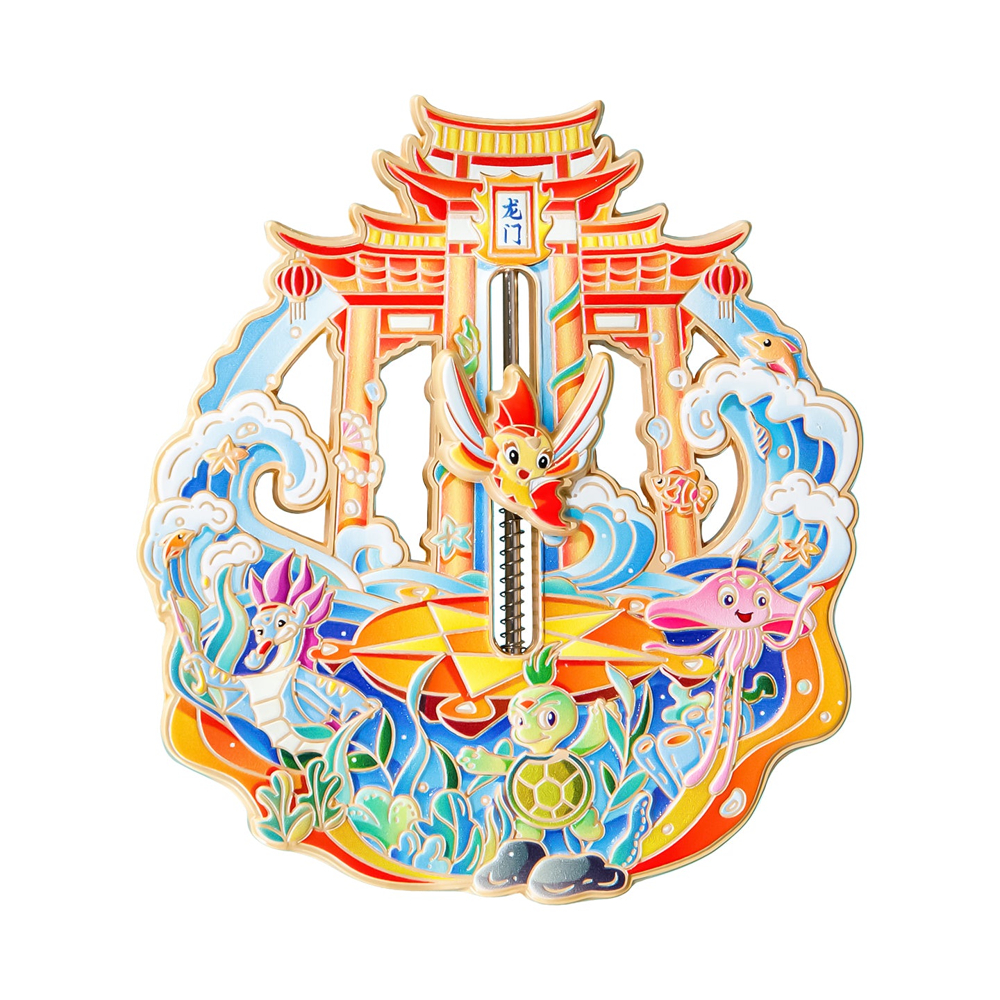 Leaping over the Dragon Gate - Little Carp's Adventure Fridge Magnet