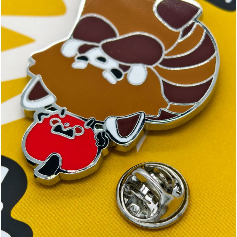 Panda Enamel PIN with an Apple on its Head