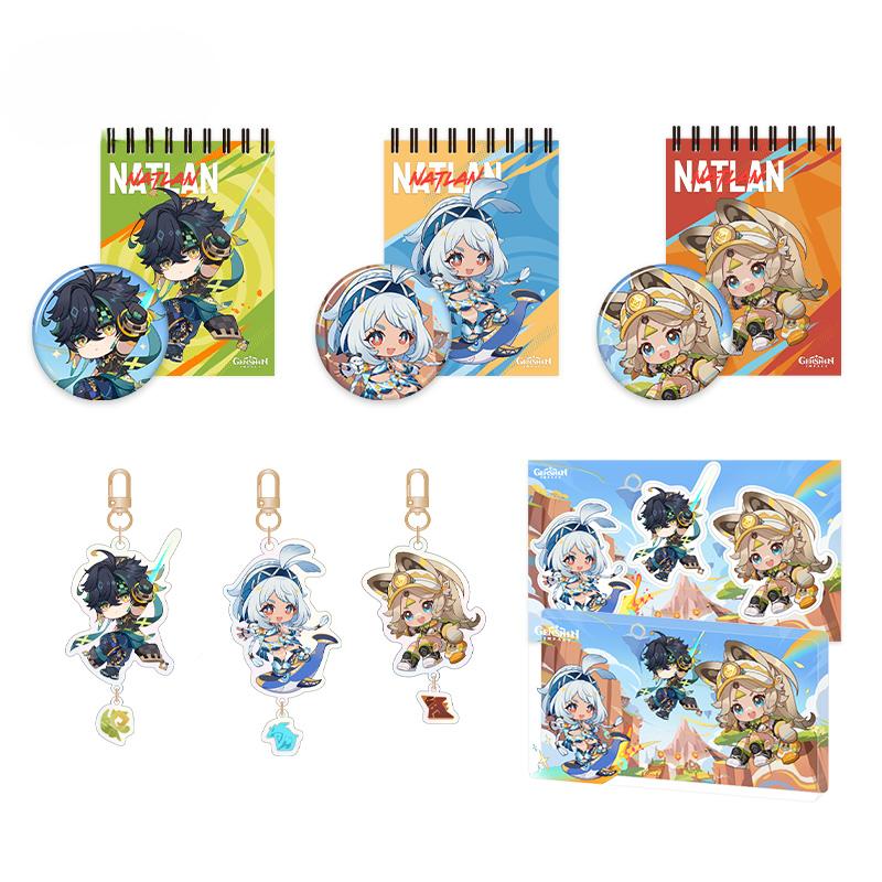 Genshin Impact Chibi Badge Pendant Sticky Note Pad Ornament Fridge Magnet Blaze to Natlan Series